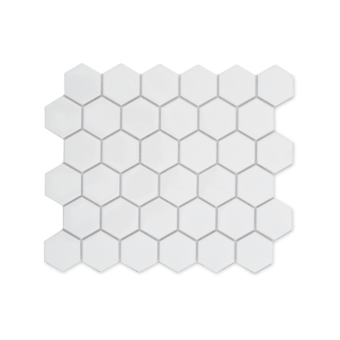 Johnson Tiles 282 x 271mm White Gloss Hexagonal Mosaic