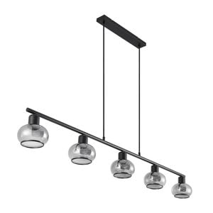 Telbix Marbell Contemporary Pendant Hanging Lamp Light Metal Glass Black Smoke Matte