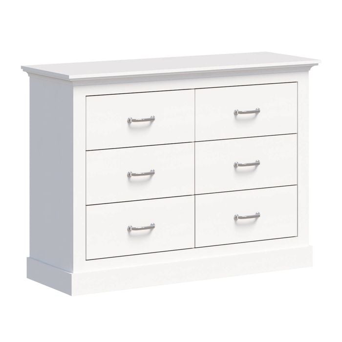Cosmoliving Ashford Chest of Drawers White 3+3 Drawers Dresser
