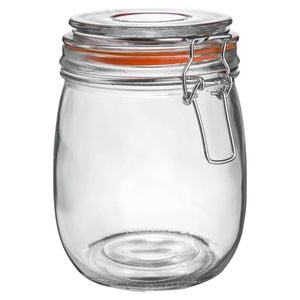 Argon Tableware Glass Storage Jar - 750ml/26.4oz - 4 Colour Seals Airtight Kitchen Storage Container Preserving Jar