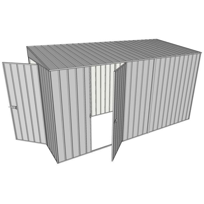 Build-a-Shed 1.5 x 3.7 x 2.0m  Tunnel Shed Tunnel Hinged Door +1 Hinged Side Door - Zinc