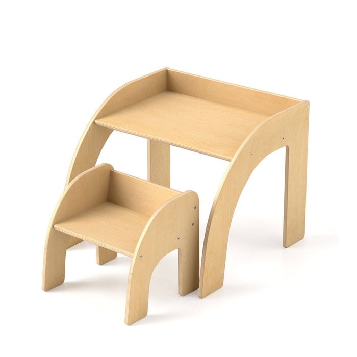 Costway Kids Table Chair Set Activity Desk & Chair Set Natural