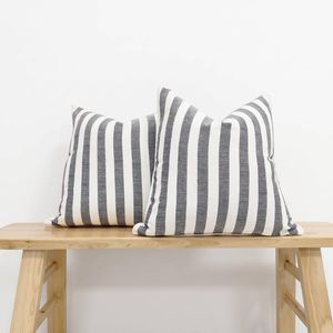 Gioia Casa 2-pack Linen Cotton Cushion Covers - Yarn Dyed 55% Linen 45% Cotton - Black, 45cm X 45cm