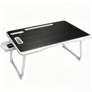 Catzon Laptop Bed Table With Usb Charge Port And Storage Drawer-black