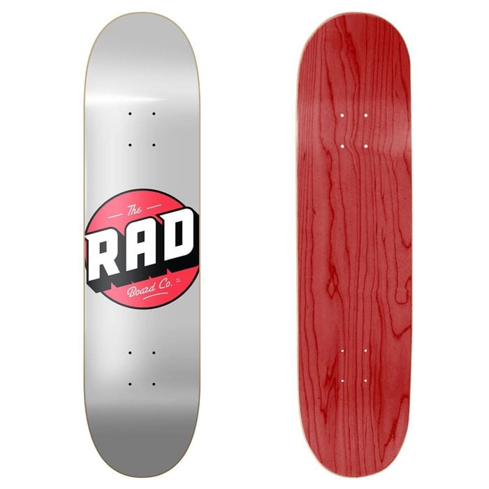 Rad Board Co Logo Skateboard Pro Premium Durable 8.375 Decks - Solid Silver/red