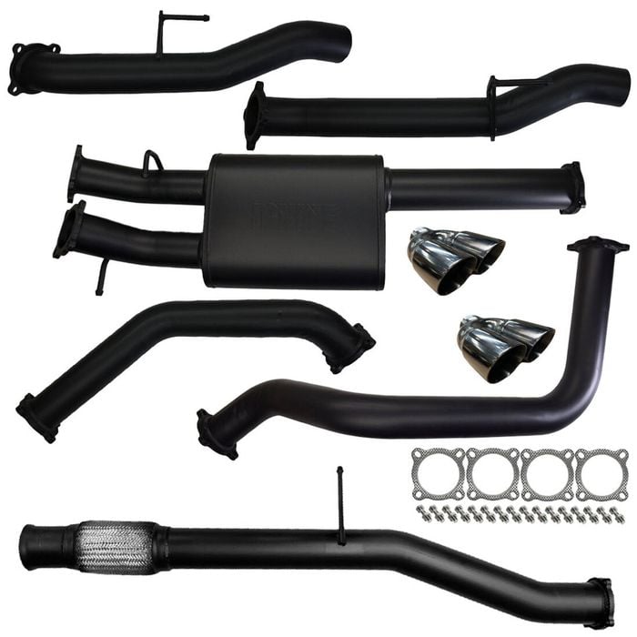 Ignite Exhausts Chevrolet Silverado 1500 6.2L V8 Cat Back Single 3.5 to 3" Dual Rear Straight Pipe Black Chrome Tips Stainless