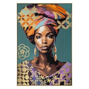 Urban Style Brushmarks Foiled Canvas African Woman Teal