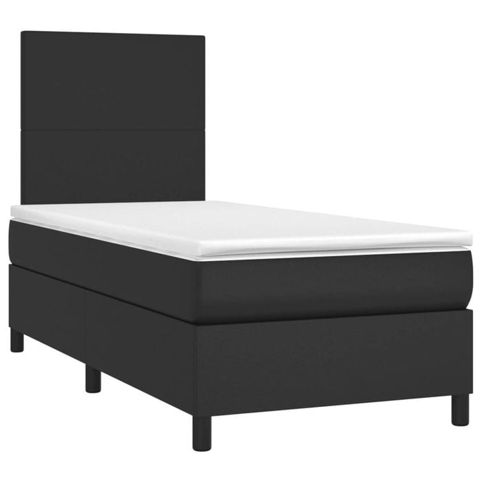 vidaXL Box Spring Bed with Mattress Black Bed Base King Single Size Faux Leather