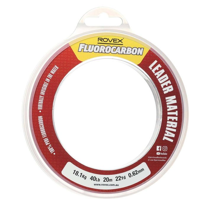 Rovex 20m clear flurocarbon fishing leader 40lb