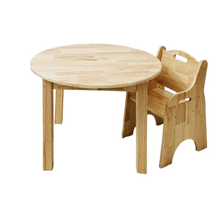 Rubberwood Round Table 75cm & 2 Toddler Chairs