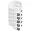 iWill 5 Pack 2m Long Data Transfer Charger Charging Micro USB Cable Cord for Android Phone Device Tablet Bulk White
