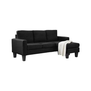 Foret 3 Seater Sofa Modular Corner Lounge Three Seat Couch Ottoman Fabric Black