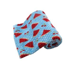 190GSM Girls Cute Ultra Soft Coral Fleece Throw 127 x 152cm Watermelon & Cherries