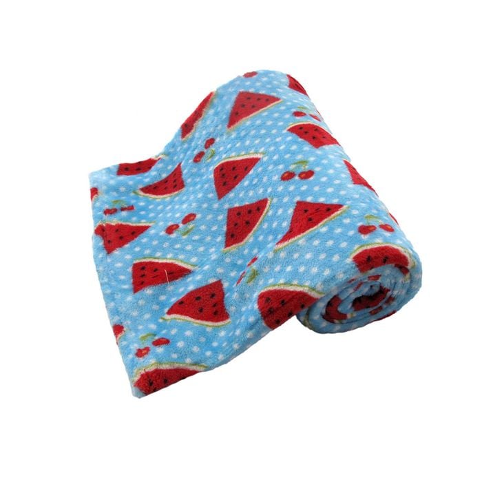 190GSM Girls Cute Ultra Soft Coral Fleece Throw 127 x 152cm Watermelon & Cherries