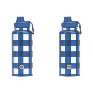 2PK Annabel Trends Watermate 950ml Stainless Steel Bottle Cobalt Check
