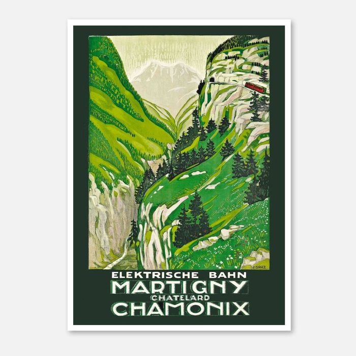 Galrie Vintage Electric Railway Art Print of Martigny to Chamonix by J. Graz, Poster Only, A2 42 x 60cm (16 x 24inch)