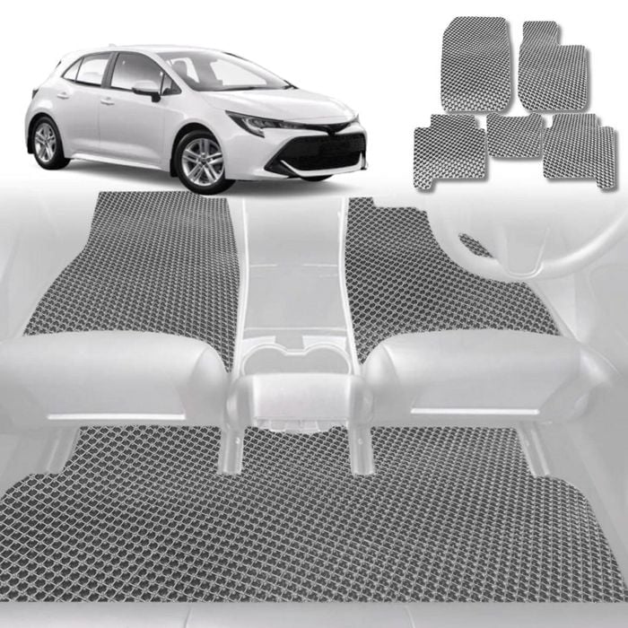 6D Diamond Car Floor Mats for Toyota Corolla 2013-2018-Full Set-Grey-Outback GT