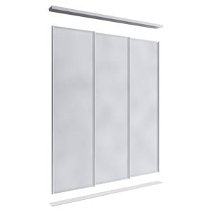Lugna 2100 x 1800mm Clear Anodised Mirror Wardrobe Triple Sliding Doors