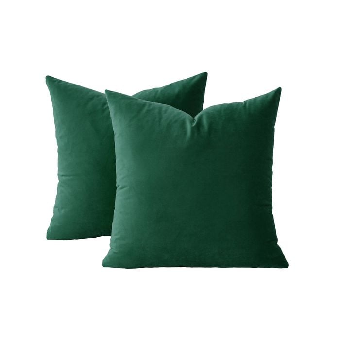 Gioia Casa Twin-Pack Velvet Cushion Covers – Soft Microfibre Cushion Covers with Hidden Zipper (Emerald Green, 45cm*45cm)