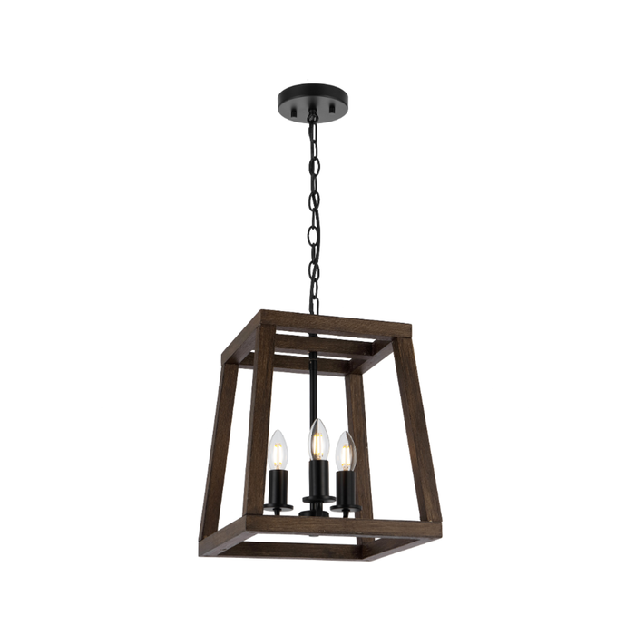 Telbix Dalton Modern Pendant Hanging Lamp Light Metal Wood Black Walnut Matte Wood Tones