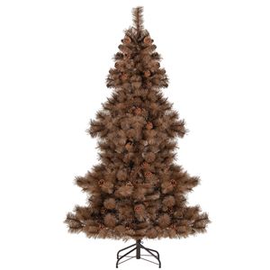 Costway 1.8M Halloween Christmas Christmas Tree Pre-Lit Artificial Xmas Tree w/Natural Pine Cones