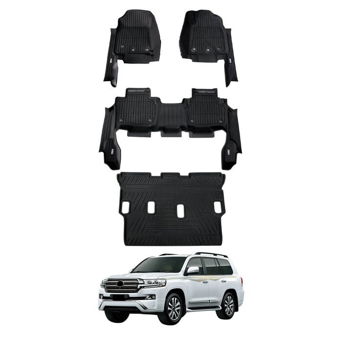 AUSGO 3-Row Set 7D Injection Floor Mats For Toyota LandCruiser 200 Series LC200 Altitude / VX / Sahara 2012-2021