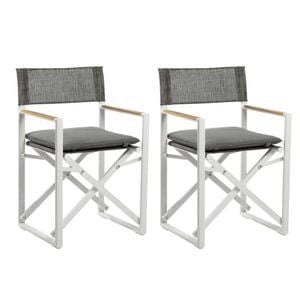 GRACE Deck Chair White with seat cushion (set of 2)