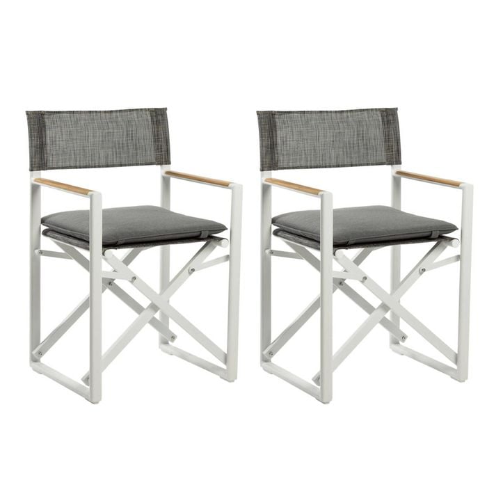 GRACE Deck Chair White with seat cushion (set of 2)