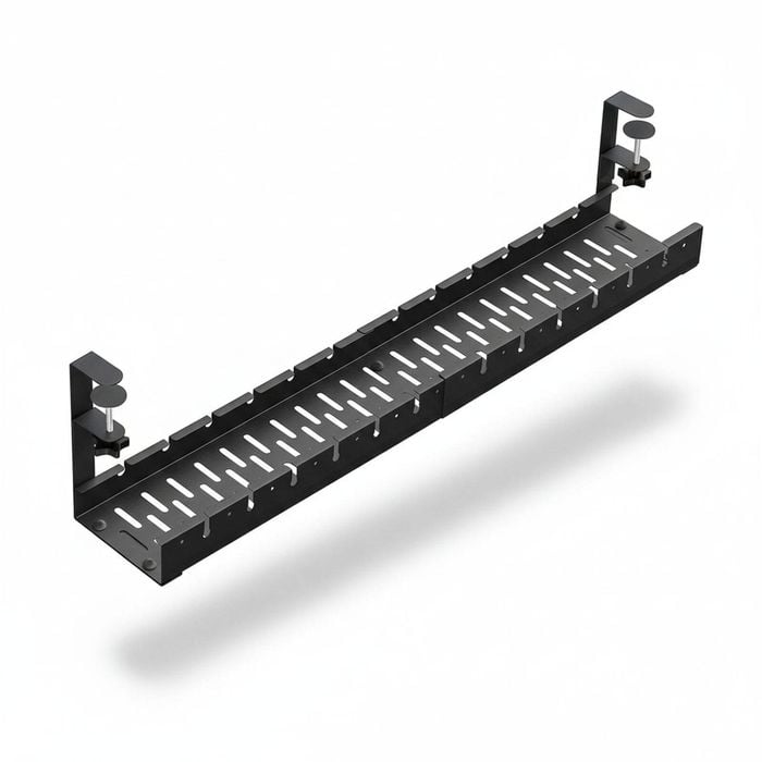 Under Desk Cable Management Tray 21.7" Clamp Mounted Desk Cord Organizer