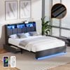 Oikiture Bed Frame Double Size with Storage Drawers & Charging Station LED Light Headboard