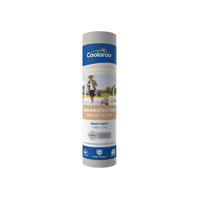 Coolaroo 1.8 x 3m Stone Heavy Duty Sun Protection Shade Cloth- 90% UV Block