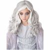 Glow in the Dark Ghost Soul White Grey Horror Halloween Child Girls Costume Wig