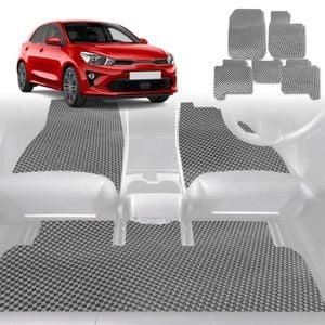 6D Diamond Car Floor Mats for Kia Rio 2016-Current-Full Set-Grey-Outback GT