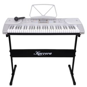 Karrera 61 Key Portable Electronic Keyboard Digital Piano with Stand & Sheet Music Holder for Beginners - Silver