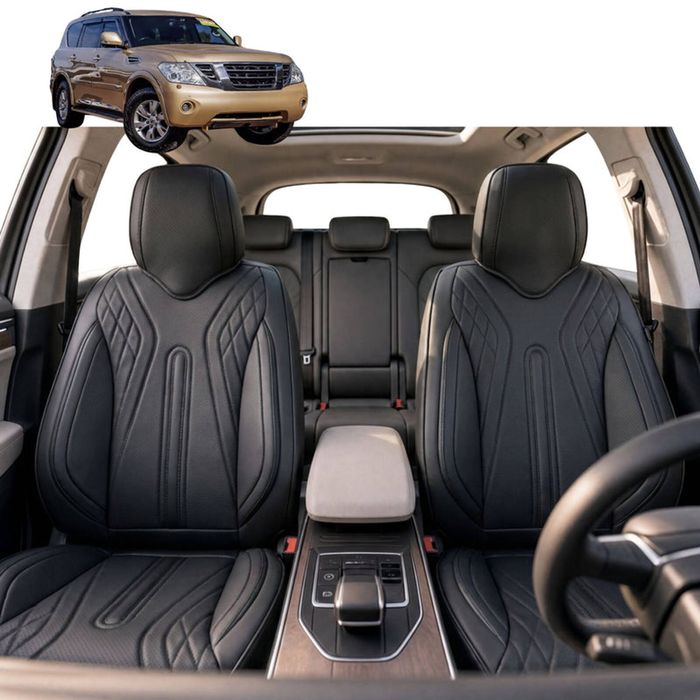 Australian Goose Front Seat Covers for Nissan Patrol Y62 2013 - Current (Y62) - PU Leather, Black (2pc)