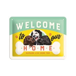 Nostalgic-art 15x20cm Small Wall Hanging Metal Sign Plaque Welcome Puppies