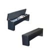 TOPONE Storage PU Surface Bench for Game Tables Durable Steel Frame Set of 2 - Black