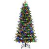 Costway 185cm Pre-lit Artificial Christmas Tree w/280 Multi-Color LEDs Holiday Xmas Decoration-Green
