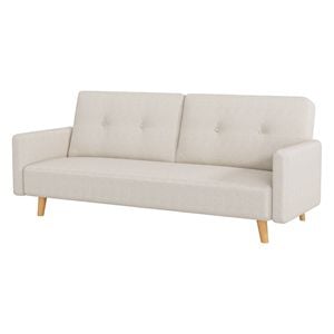 Levede 3 Seater Convertible Sofa Bed – Cotton Linen Adjustable Couch, Cream