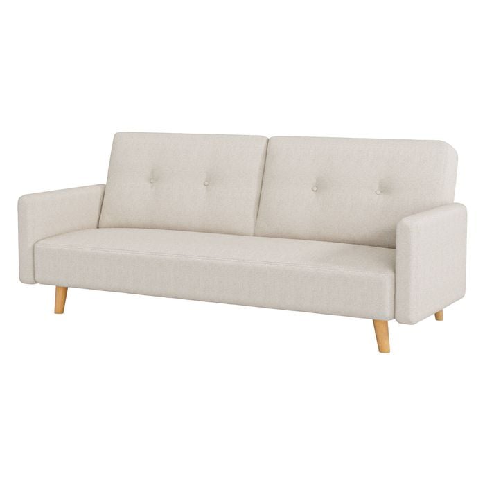 Levede 3 Seater Convertible Sofa Bed – Cotton Linen Adjustable Couch, Cream