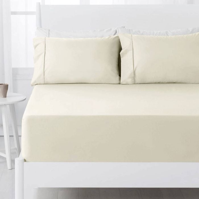 Hotel Living 250TC Polyester Cotton Fitted Sheet Set Double Cream