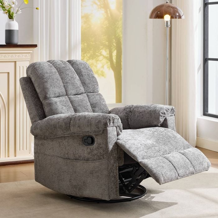 Homfurn Swivel Recliner Chair, Swivel Rocker Recliner Chair For Adults, Small Recliners For Small Spaces