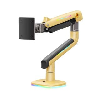 P&P Yellow RGB Heavy Duty Gaming Monitor Arm For Large Screens With Full Motion Flexibility