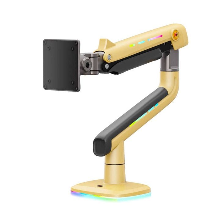 P&P Yellow RGB Heavy Duty Gaming Monitor Arm For Large Screens With Full Motion Flexibility