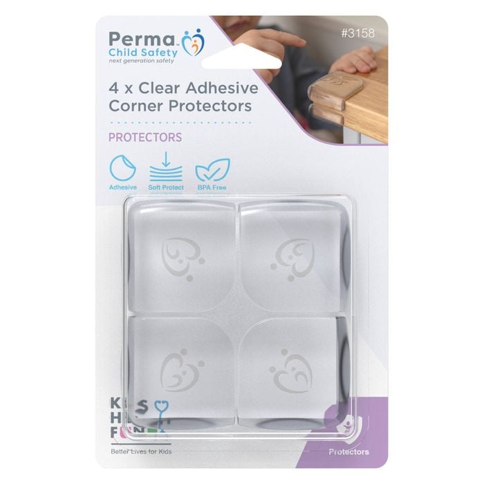 Perma Child Safety Clear Adhesive Corner Protectors - 4 Pack