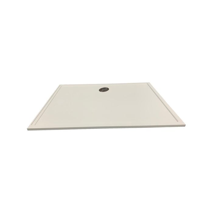 Wet Area Solutions 1200 x 900mm White Rear Outlet Solid Surface Shower Base
