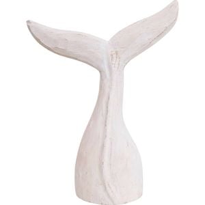 LVD MDF Whale Tail Rustic Sculpture Home Decor XL 30x40cm White