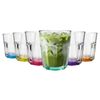 Argon Tableware Panelled Glass Tumblers with Coloured Base - 285ml - Pack of 6