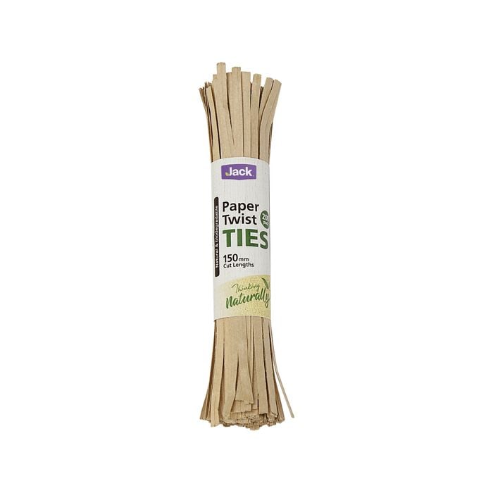Jack 150mm Paper Twist Ties - 200 Pack