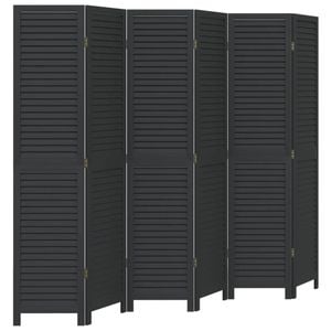 vidaXL Room Divider Privacy Screen Partition 6 Panels Black Paulownia
